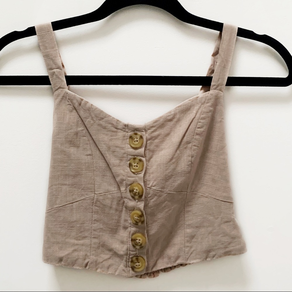 Lottie Moss Button Down Cross Back Crop Tank Top